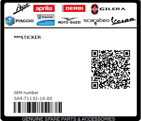 Product image: Gilera - SA4-71132-16-00 - ***STICKER  0