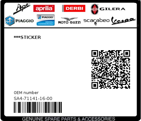 Product image: Gilera - SA4-71141-16-00 - ***STICKER 