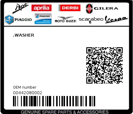 Product image: Aprilia - 00442080002 - .WASHER 