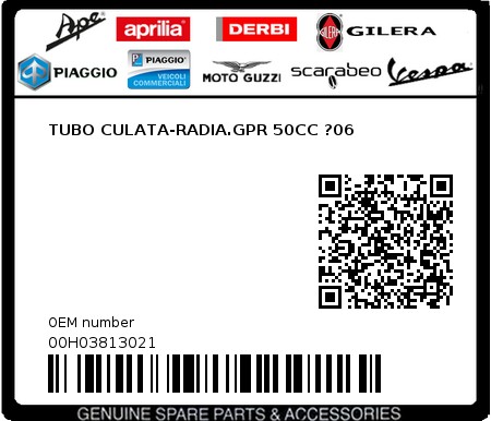 Product image: Aprilia - 00H03813021 - TUBO CULATA-RADIA.GPR 50CC ?06 