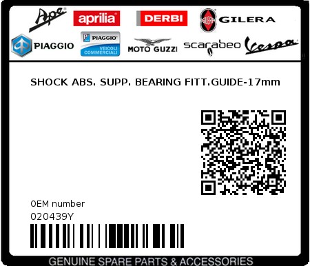 Product image: Aprilia - 020439Y - SHOCK ABS. SUPP. BEARING FITT.GUIDE-17mm 