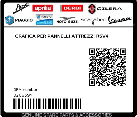 Product image: Aprilia - 020859Y - .GRAFICA PER PANNELLI ATTREZZI RSV4 