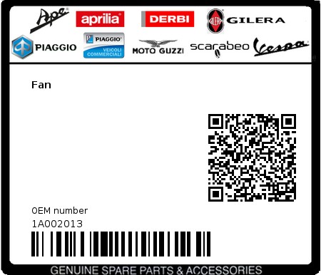 Product image: Aprilia - 1A002013 - Fan  0