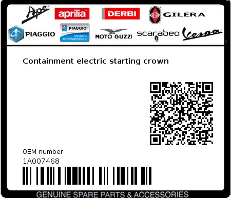 Product image: Aprilia - 1A007468 - Containment electric starting crown 