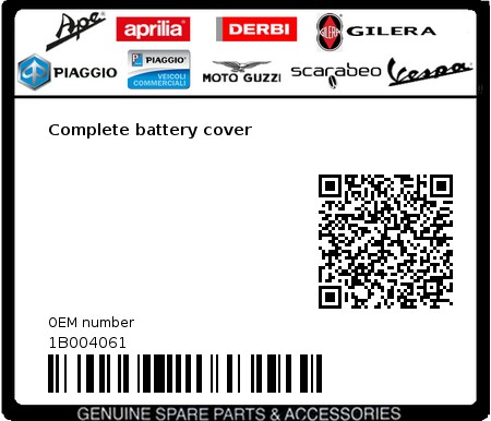 Product image: Aprilia - 1B004061 - Complete battery cover  0