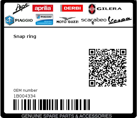 Product image: Aprilia - 1B004334 - Snap ring  0