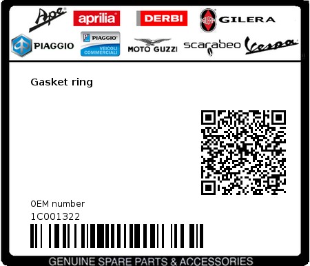 Product image: Aprilia - 1C001322 - Gasket ring 