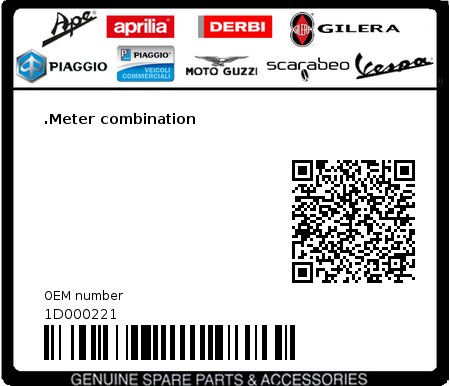 Product image: Aprilia - 1D000221 - .Meter combination 