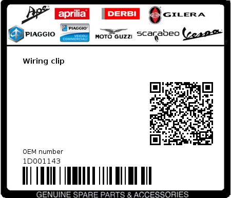 Product image: Aprilia - 1D001143 - Wiring clip 