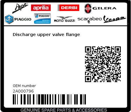 Product image: Aprilia - 2A000796 - Discharge upper valve flange  0