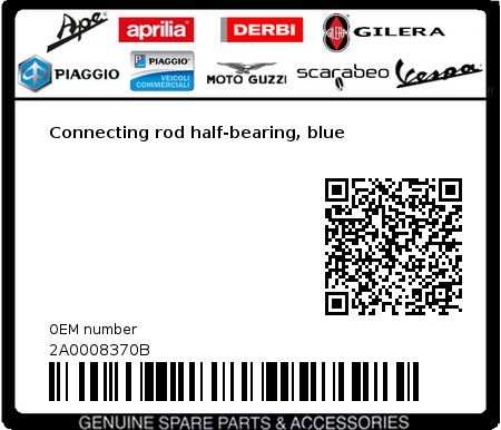 Product image: Aprilia - 2A0008370B - Connecting rod half-bearing, blue  0