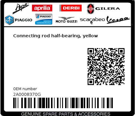 Product image: Aprilia - 2A0008370G - Connecting rod half-bearing, yellow  0