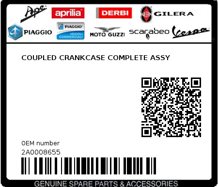 Product image: Aprilia - 2A0008655 - COUPLED CRANKCASE COMPLETE ASSY  0