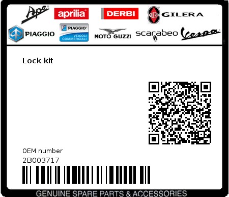Product image: Aprilia - 2B003717 - Lock kit  0