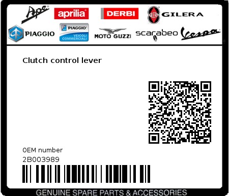 Product image: Aprilia - 2B003989 - Clutch control lever  0