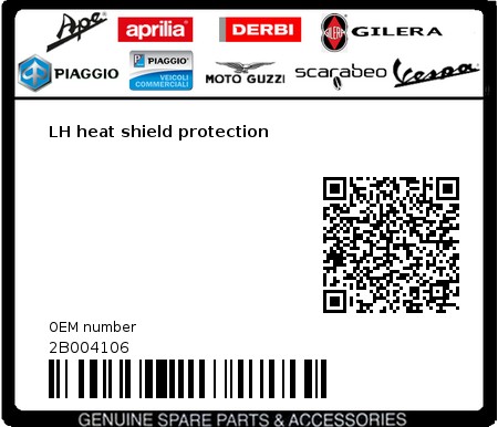 Product image: Aprilia - 2B004106 - LH heat shield protection  0