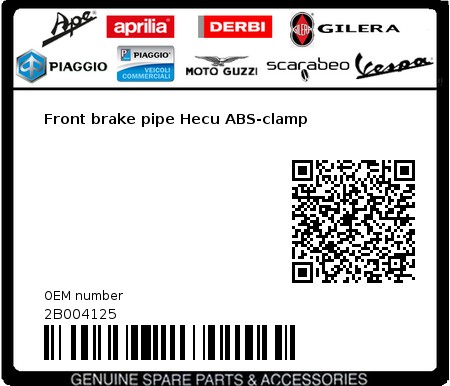 Product image: Aprilia - 2B004125 - Front brake pipe Hecu ABS-clamp 