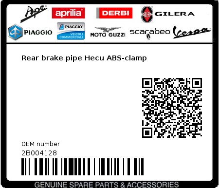 Product image: Aprilia - 2B004128 - Rear brake pipe Hecu ABS-clamp  0