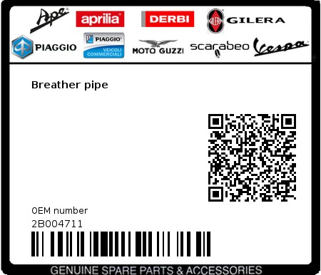 Product image: Aprilia - 2B004711 - Breather pipe  0