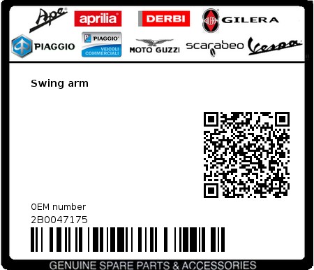 Product image: Aprilia - 2B0047175 - Swing arm  0