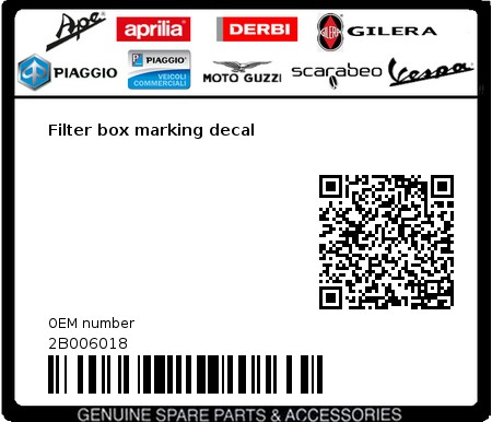 Product image: Aprilia - 2B006018 - Filter box marking decal  0