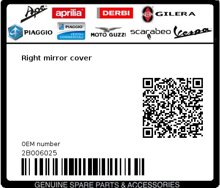 Product image: Aprilia - 2B006025 - Right mirror cover 