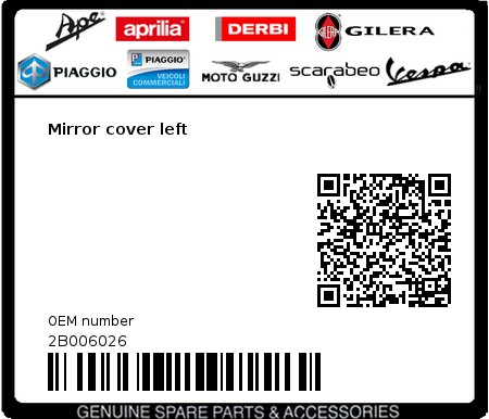 Product image: Aprilia - 2B006026 - Mirror cover left 