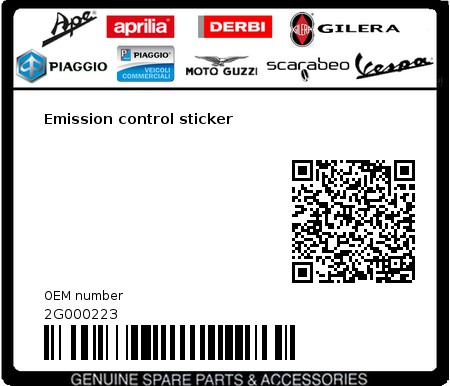 Product image: Aprilia - 2G000223 - Emission control sticker  0