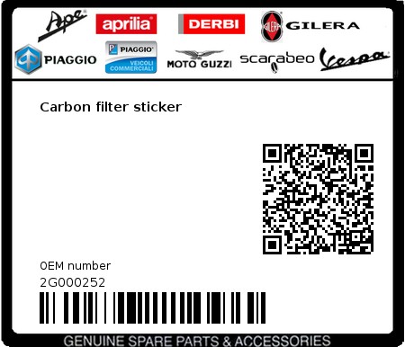 Product image: Aprilia - 2G000252 - Carbon filter sticker 