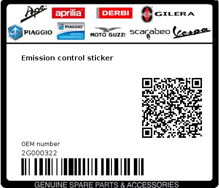 Product image: Aprilia - 2G000322 - Emission control sticker 