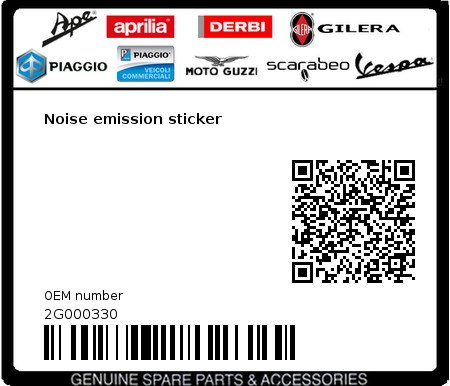 Product image: Aprilia - 2G000330 - Noise emission sticker 