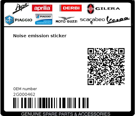 Product image: Aprilia - 2G000462 - Noise emission sticker 