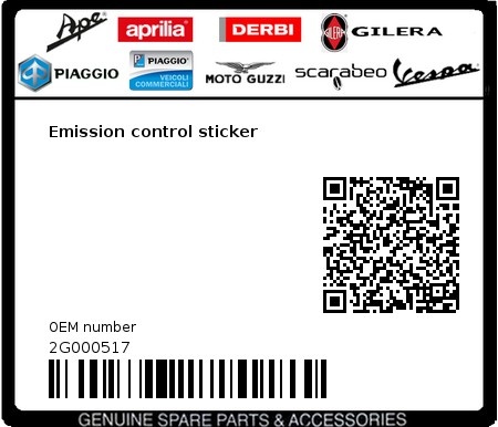 Product image: Aprilia - 2G000517 - Emission control sticker  0