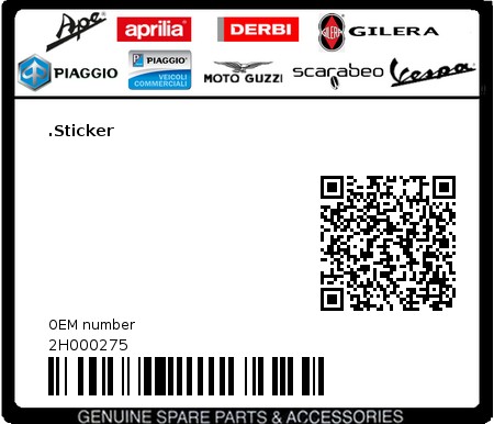 Product image: Aprilia - 2H000275 - .Sticker  0