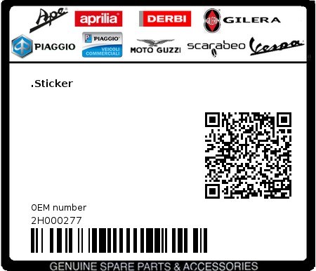 Product image: Aprilia - 2H000277 - .Sticker 