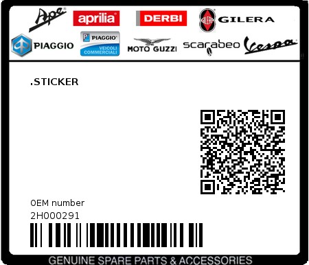 Product image: Aprilia - 2H000291 - .STICKER 