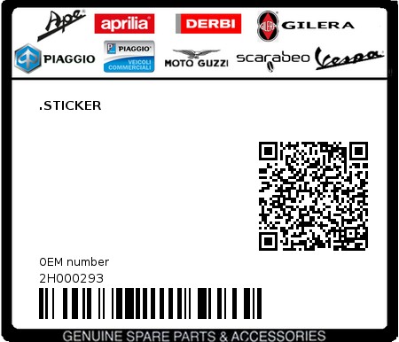 Product image: Aprilia - 2H000293 - .STICKER  0