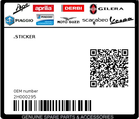 Product image: Aprilia - 2H000295 - .STICKER 