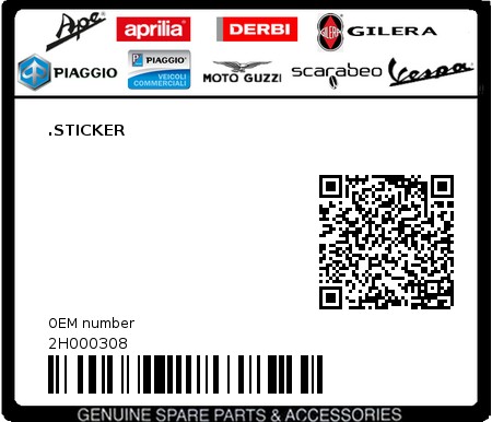 Product image: Aprilia - 2H000308 - .STICKER 