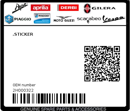 Product image: Aprilia - 2H000322 - .STICKER 