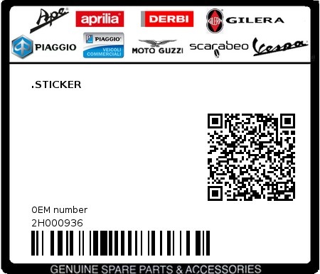 Product image: Aprilia - 2H000936 - .STICKER 