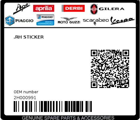 Product image: Aprilia - 2H000991 - .RH STICKER 