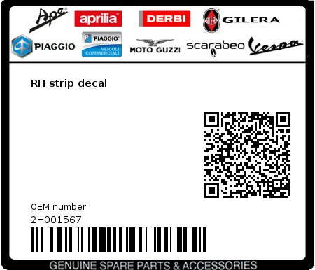 Product image: Aprilia - 2H001567 - RH strip decal 