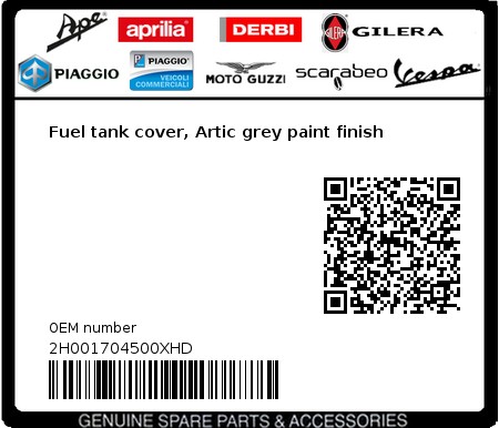 Product image: Aprilia - 2H001704500XHD - Fuel tank cover, Artic grey paint finish 