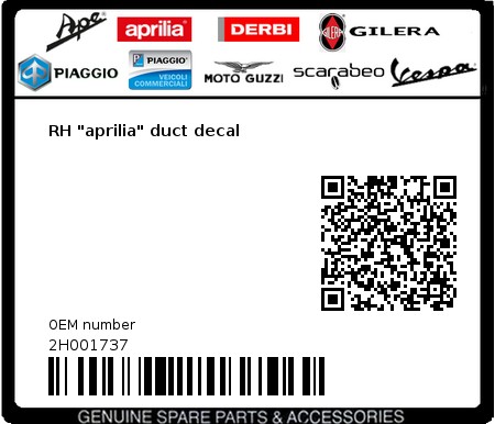 Product image: Aprilia - 2H001737 - RH "aprilia" duct decal  0