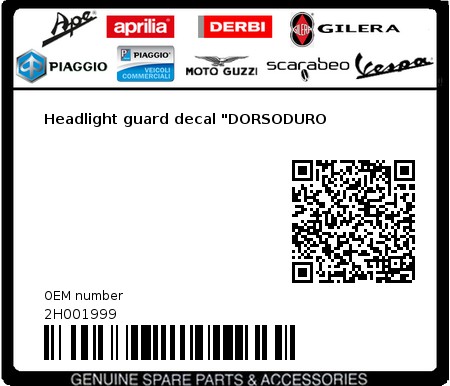Product image: Aprilia - 2H001999 - Headlight guard decal "DORSODURO  0