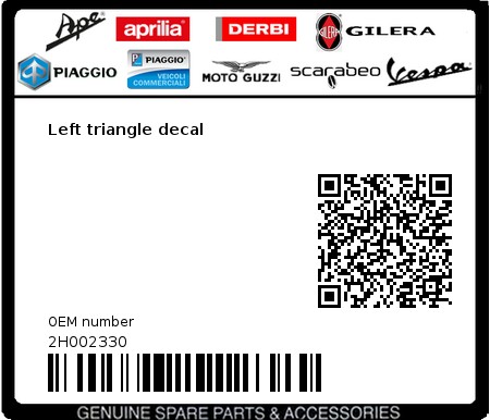 Product image: Aprilia - 2H002330 - Left triangle decal  0