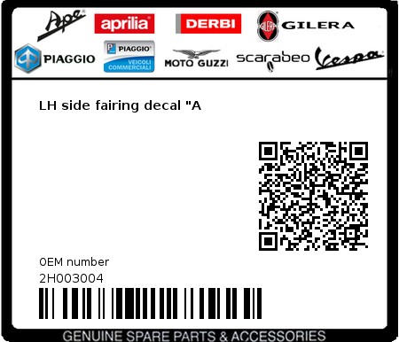 Product image: Aprilia - 2H003004 - LH side fairing decal "A  0