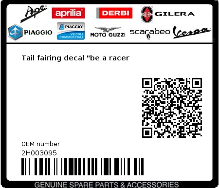 Product image: Aprilia - 2H003095 - Tail fairing decal "be a racer  0