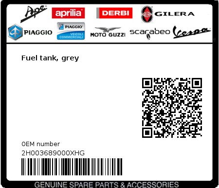 Product image: Aprilia - 2H003689000XHG - Fuel tank, grey  0
